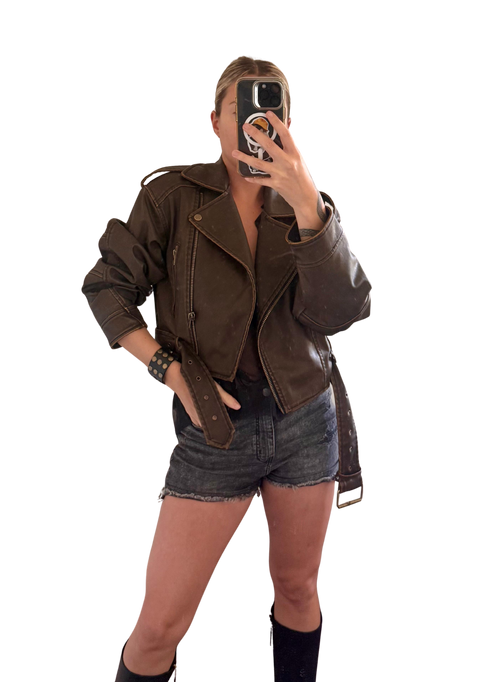 campera simil cuero crop