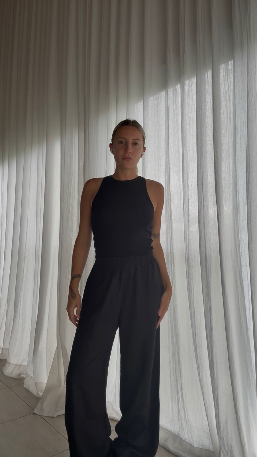 Pant wide leg - negro