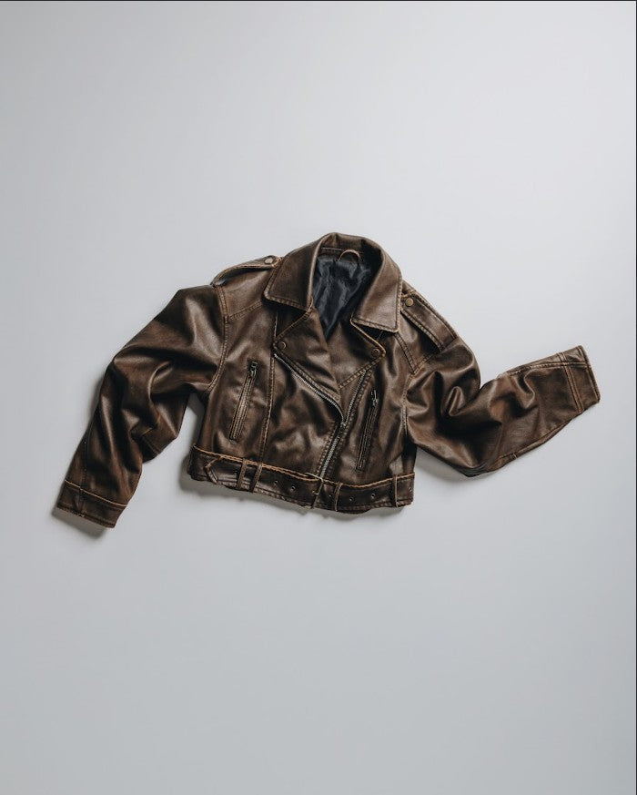 campera simil cuero crop